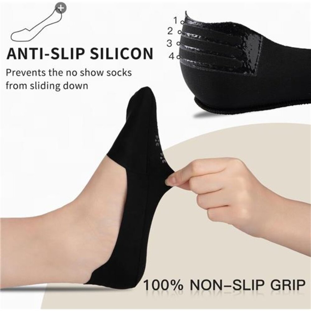 No Show Socks Womens Low Cut Non Slip Invisible Liner Thin Silk Socks - Picture 3 of 7